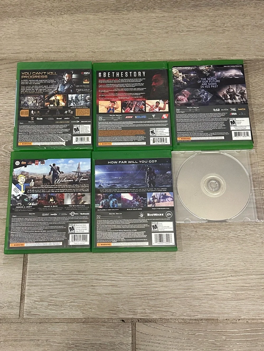 Xbox One Video Games Lot (6) (Fallout 4, NBA 2K16, Forza 3 & Mass Effect)